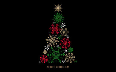 Obraz premium Christmas tree Snowflake Black