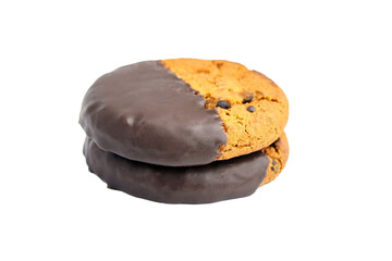 Chocolate oatmeal cookies isolated on white background