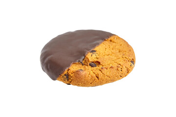 Chocolate chip oatmeal cookie isolated on white background