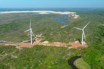Geradores de energia eólica no Piauí, Parnaíba. 