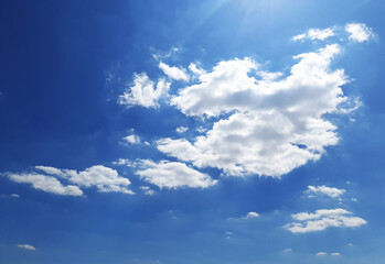 White clouds in the blue clear sky