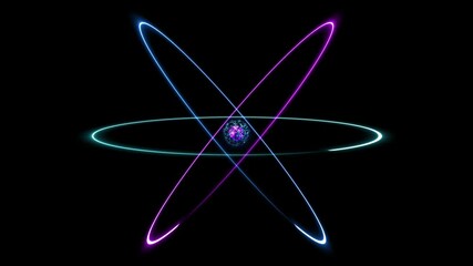 Atomic particles - 4k 3D animation of an atom with spinning electrons