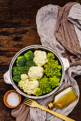Assorted broccoli, romanesco and cauliflower