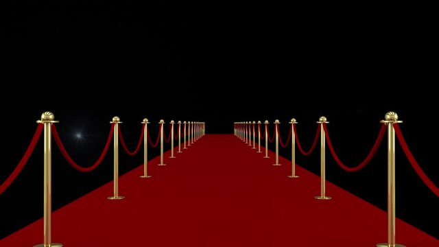 Red carpet gala or academy awards ceremony - 4K 3D seamless walk animation on a red carpet at a gala or ceremony with camera flashes in the background