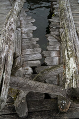 Fototapeta premium Pfahlbauten. A wonderful place to see the culture of those impressive wooden work. Those people didn't had much, but wood, so they could live over the water. 5th century before Christus.