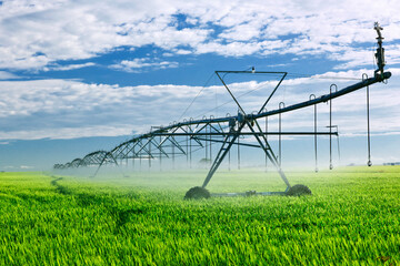 Irrigation equipment on farm field