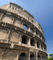 Outer wall of the Colosseum or Flavian Amphitheatre in Rome