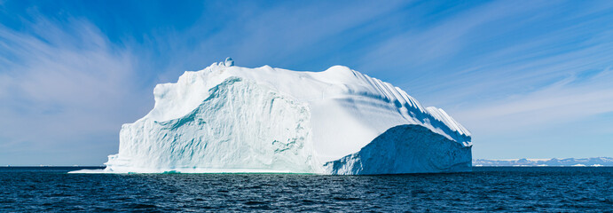 Global warming and climate change concept. Arctic icebergs in Greenland.