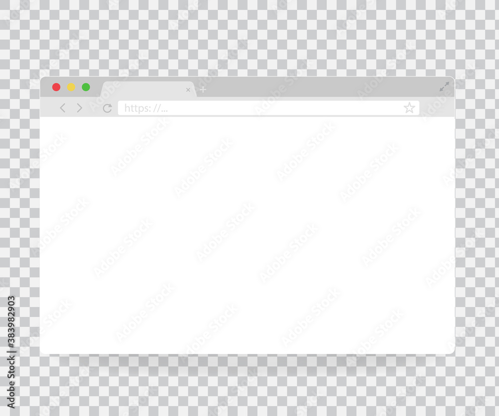 Poster blank browser window on transparent background. flat page layout computer or internet frame template