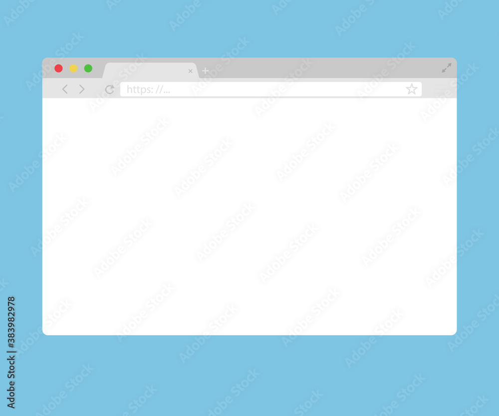 Poster blank browser window on transparent background. flat page layout computer or internet frame template