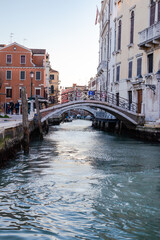 Fototapeta na wymiar Views of Venetian architecture and bridge alongside the Grand Canal 