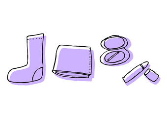 朝の支度に必要なグッズ(靴下・ハンカチ・おしろい・口紅)