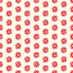 Geometric retro folk art rose pattern. Vector vintage rose in alignment. Colourful stylized florals, stripes on cream colored background. Cute, fun background. Perfect for stationery, print and gift