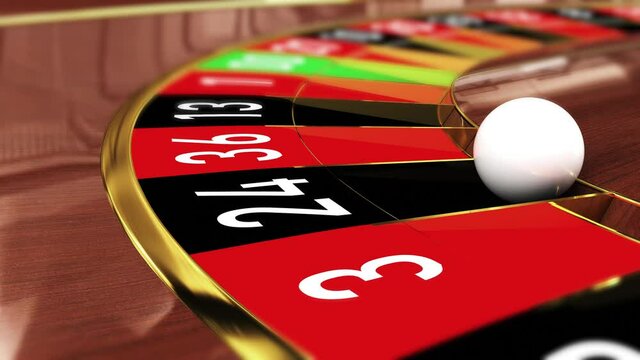 Casino Roulette wheel - Lucky number 24 black (twenty-four black). 4k 3D realistic animation of a casino roulette wheel with the ball landing on lucky number 24 black