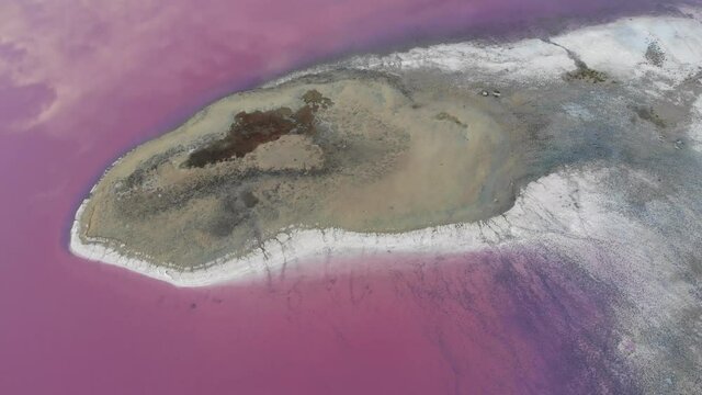Lemurian pink salt lake, Ukraine. Aerial view