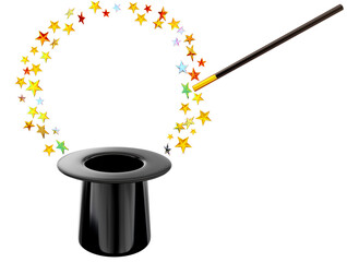 hat with wand and stars for magic