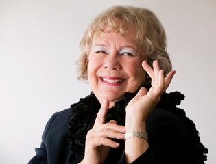 Dramatic Senior Woman witha Boa