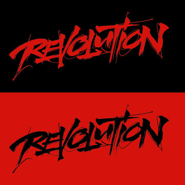 Revolution lettering text. modern calligraphy style vector illustration.
