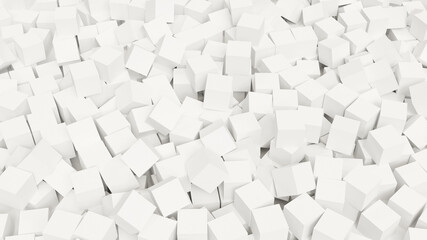 Abstract 3d boxes background. Heap of white cubes.