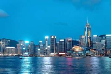 Fototapeta na wymiar Cityscape and skyline at Victoria Harbour in Hong Kong city