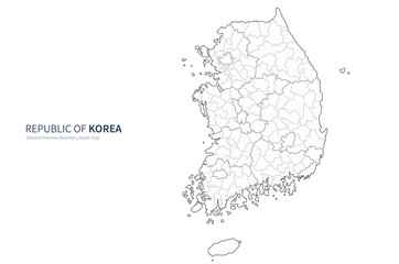 South korea map. Map Vector by Administrative Region in Korea. - obrazy, fototapety, plakaty