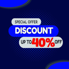 Discount 40% Banner Modern Design Background Vector.