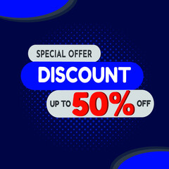 Discount 50% Banner Modern Design Background Vector.