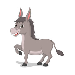 Cartoon happy donkey on white background