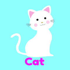 Animal Cat Playing Card For Kids Cartoon Vector.