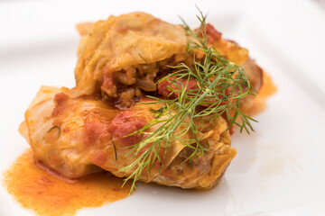 Freshly made cabbage rolls.