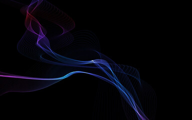 Dark abstract background with a glowing abstract waves