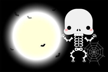 Halloween cute little skeleton character. Vector illustration