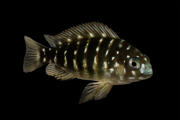 White spotted cichlid Tropheus duboisi aquarium fish lake Tanganyika	
