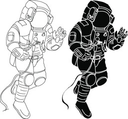 Astronauts fly in The space and atmosphere background.Astronaut in outer space over the planet earth.