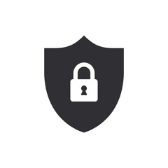 Security vector icon. Shield with lock. Protection icon. Shield vector icon. Password protection. Safety system. Lock icon. Secure access. Privacy symbol. Protection activated. Active safety. Guard 