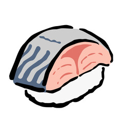 Illustration of Shime Saba Sushi: Illustration like woodblock print