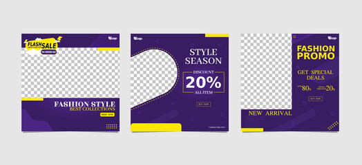 Social media post and web internet ads minimal square banner template. Yellow and blue background color