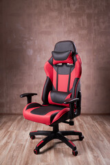 black and red comfortable gaming chair. furniture for computer gamers