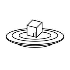 sugar cube on plate line style icon vector design