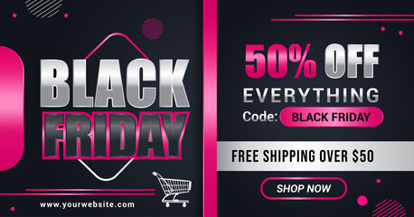 black friday voucher, coupon, banner template vector illustration