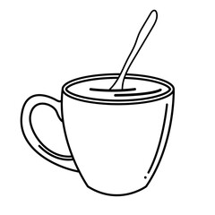tea mug with spoon line style icon vector design