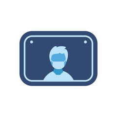 man with mask in road sign flat style icon vector design