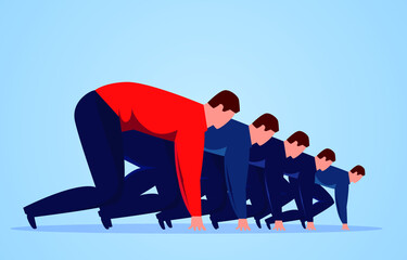 Five businessmen are preparing to race on the same starting line