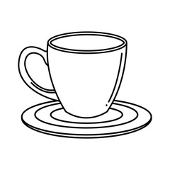tea mug on plate line style icon vector design