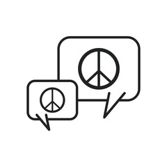 peace and love in bubbles line style icon vector design