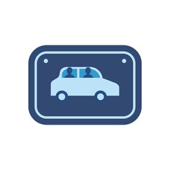 car in road sign flat style icon vector design