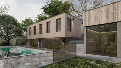 3D Rendering Of Swimming Pool House Visualisation 