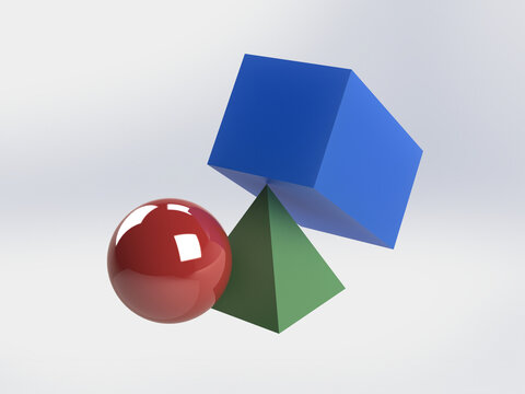 3D Illustration of Colorful Shapes