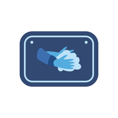 Hands washing in road sign flat style icon vector design