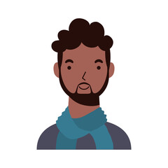 afro ethnic man with beard character icon